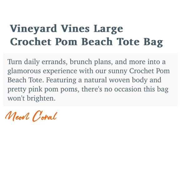 Vineyard Vines Large Crochet Pom Beach Tote Bag - Picture 9 of 9